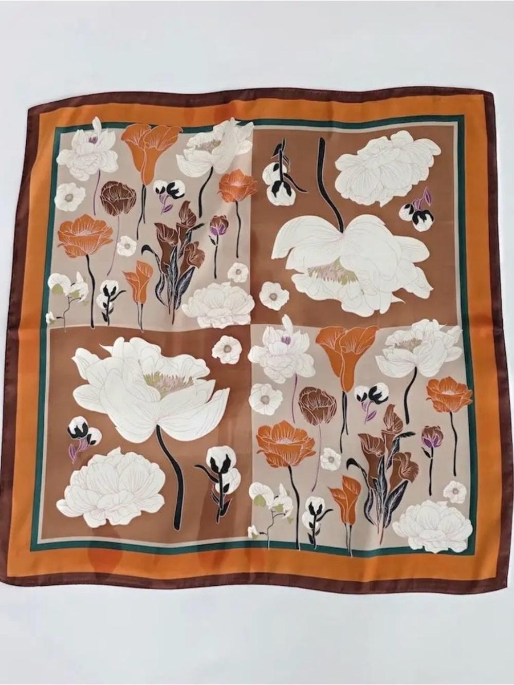 Pretty Simple Fiona Floral Square Scarf | Taupe Floral | New